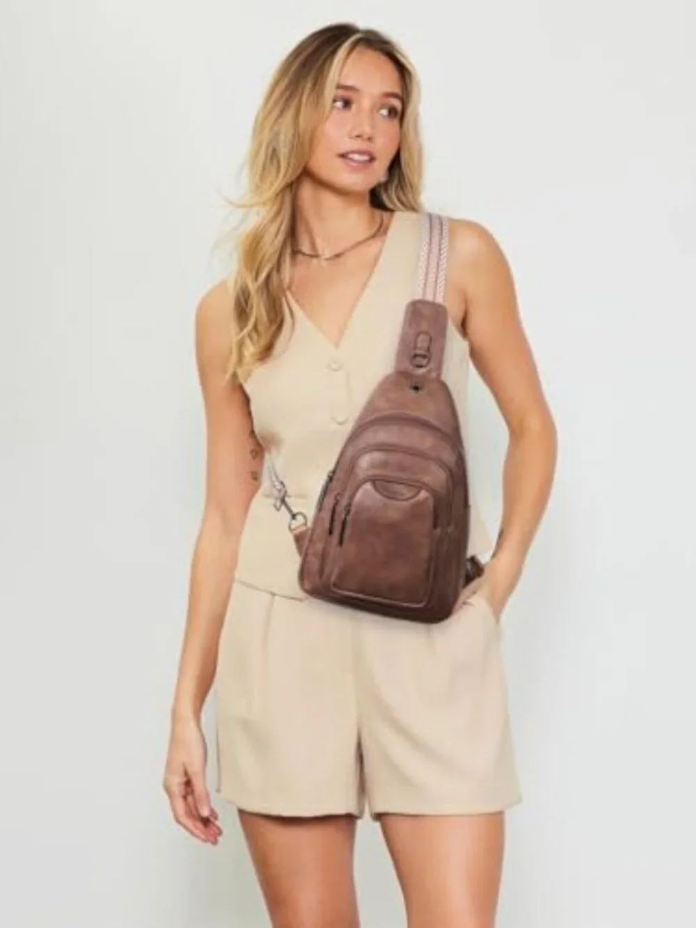 Faux Leather Anti Theft Crossbody Sling Bag 10L Travel Purse